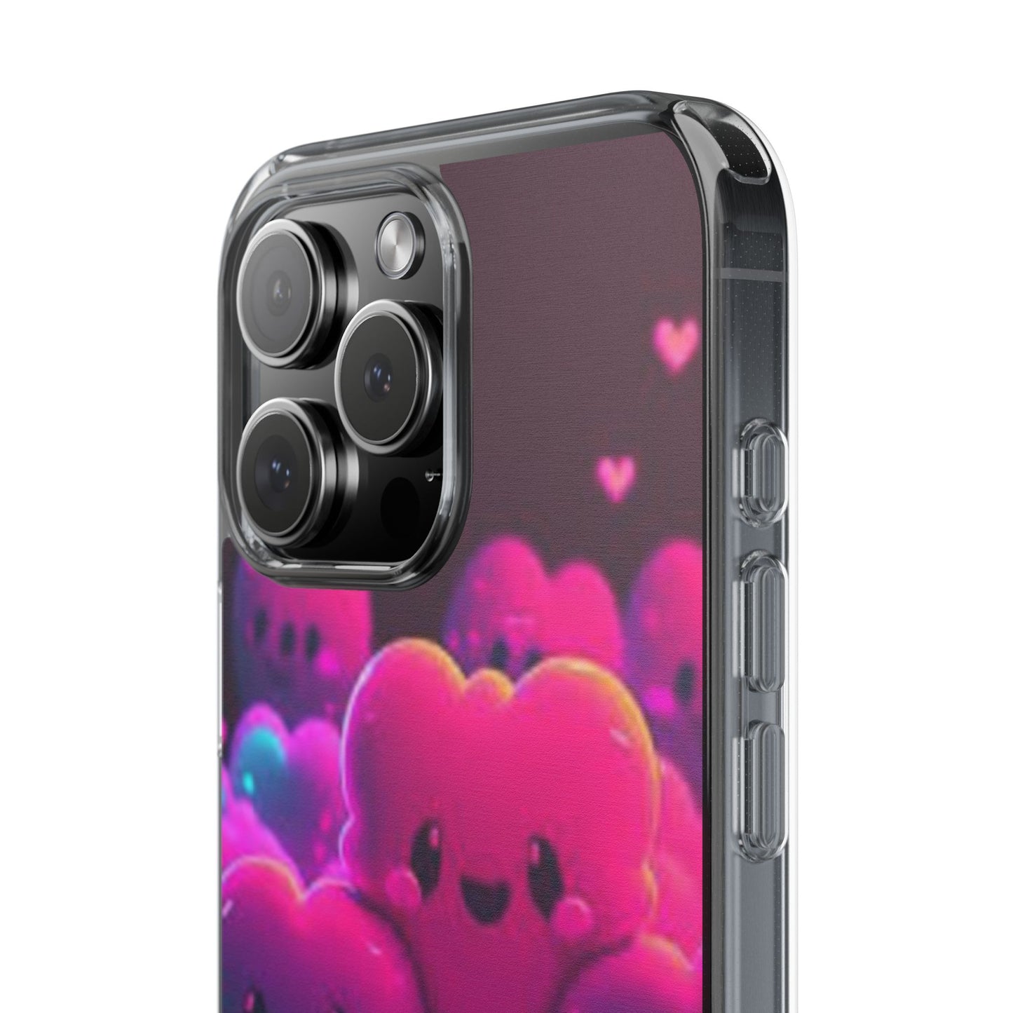 Cute Heart Design Clear Phone Case - Adorable Pink Kawaii Style