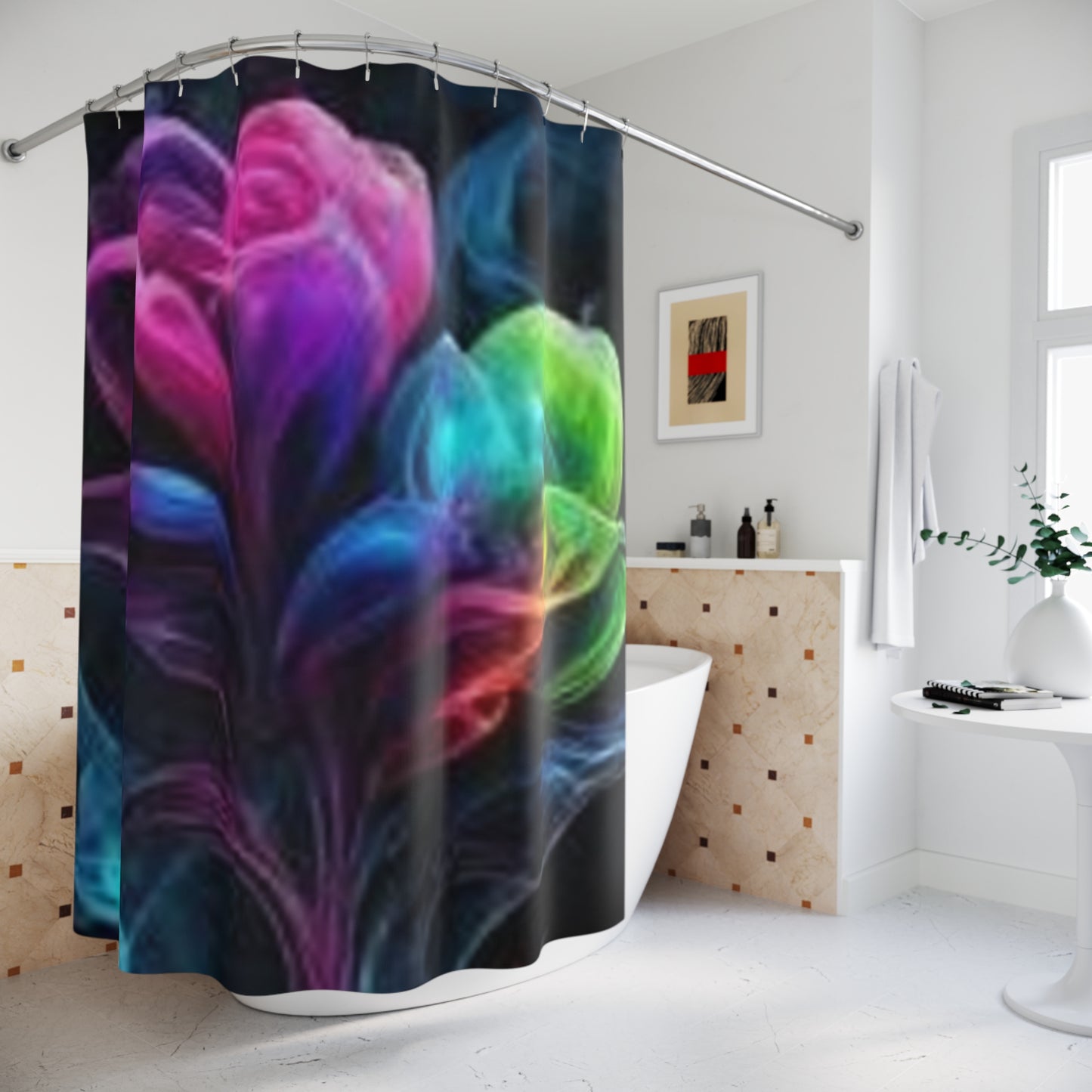 Artistic Floral Shower Curtain - Colorful Abstract Design for Modern Bathrooms