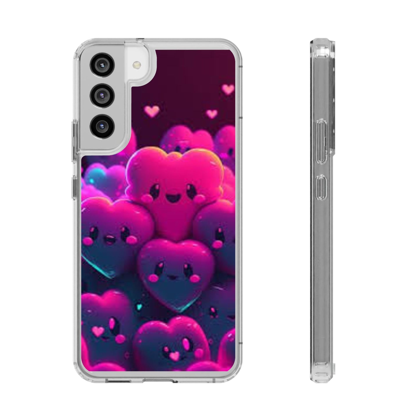 Cute Heart Design Clear Phone Case - Adorable Pink Kawaii Style