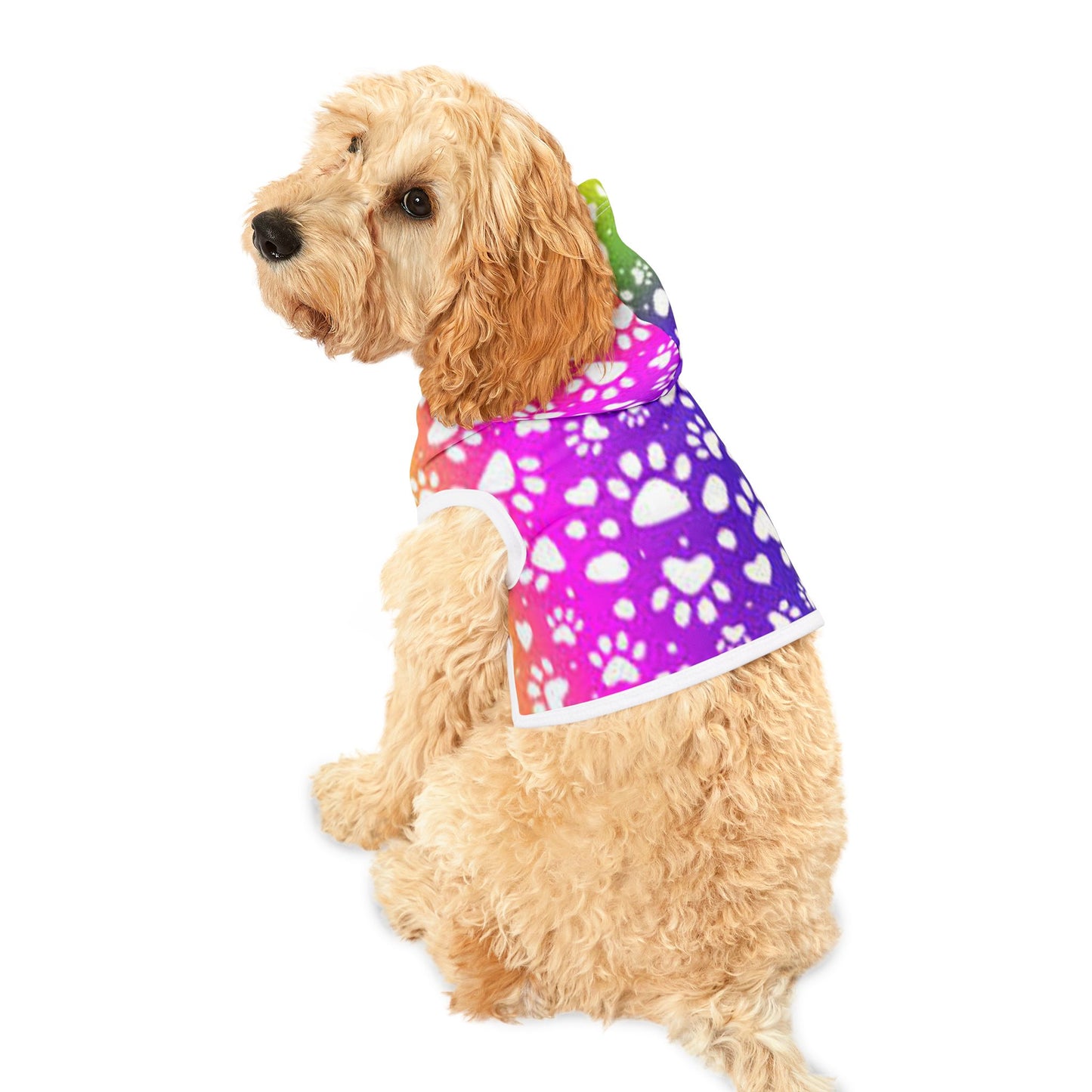Rainbow Paw Print Pet Hoodie - Colorful Dog Sweater for Stylish Pets