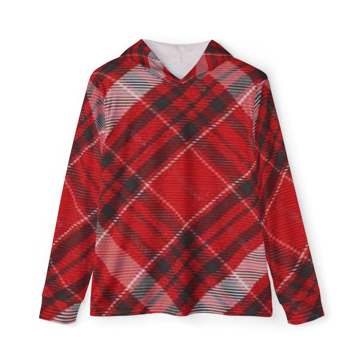Plaid Men's Sports Warmup Hoodie - Cozy Red Fashion for Active Lifestyles