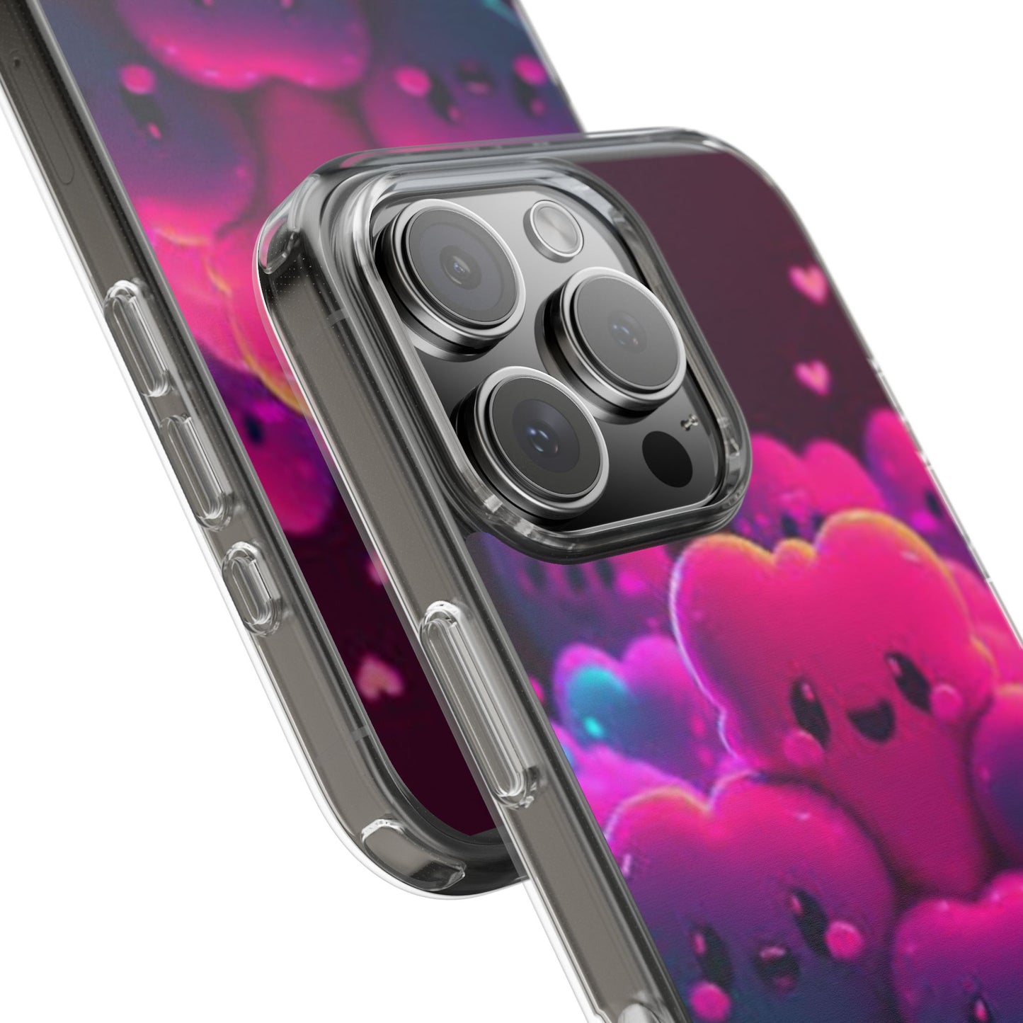 Cute Heart Design Clear Phone Case - Adorable Pink Kawaii Style