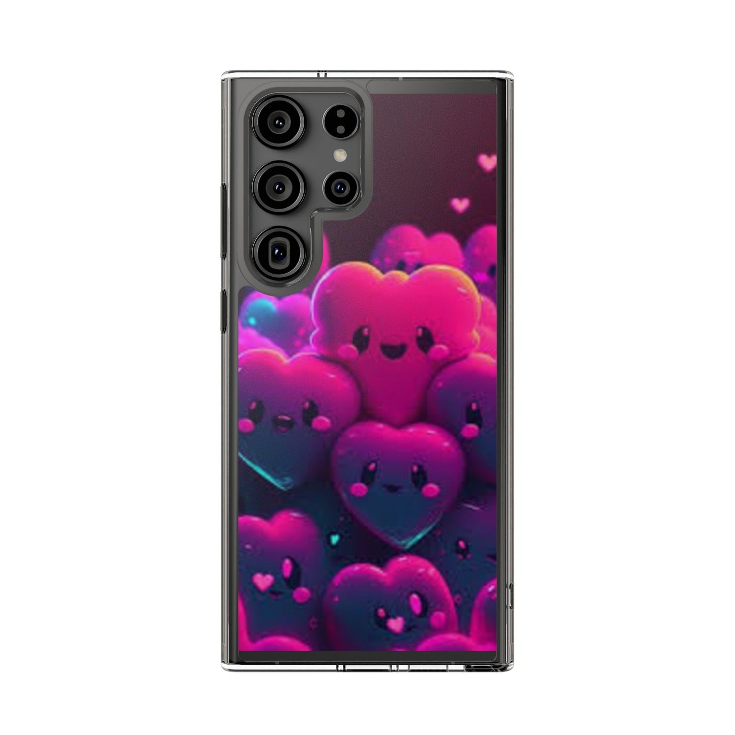 Cute Heart Design Clear Phone Case - Adorable Pink Kawaii Style