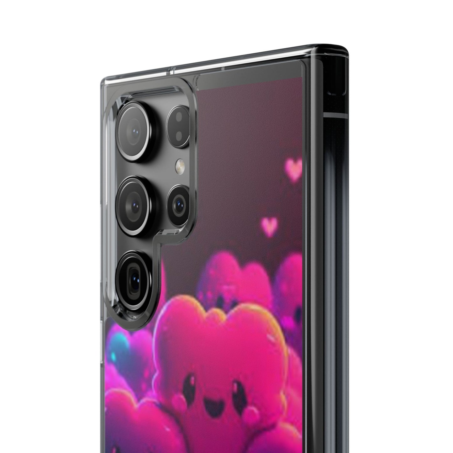 Cute Heart Design Clear Phone Case - Adorable Pink Kawaii Style