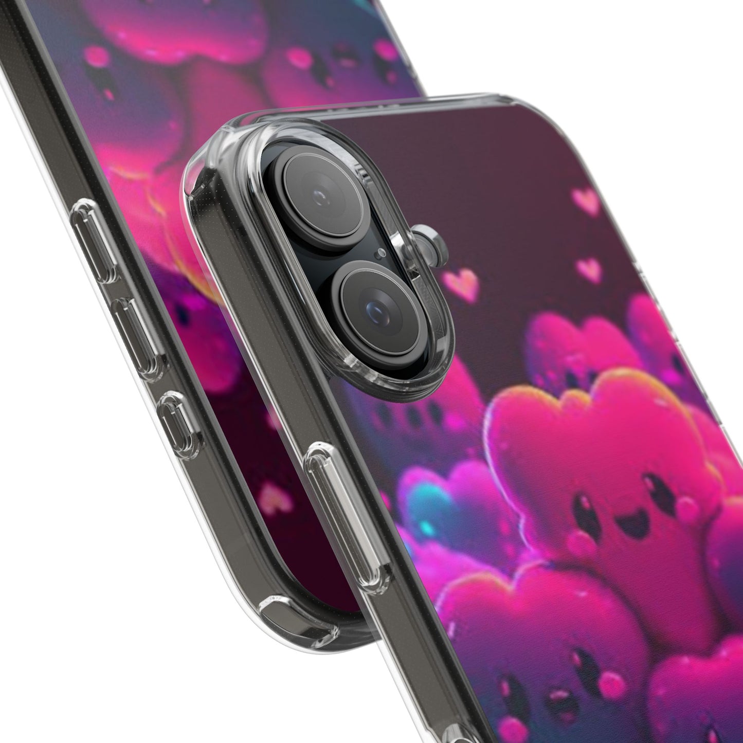 Cute Heart Design Clear Phone Case - Adorable Pink Kawaii Style