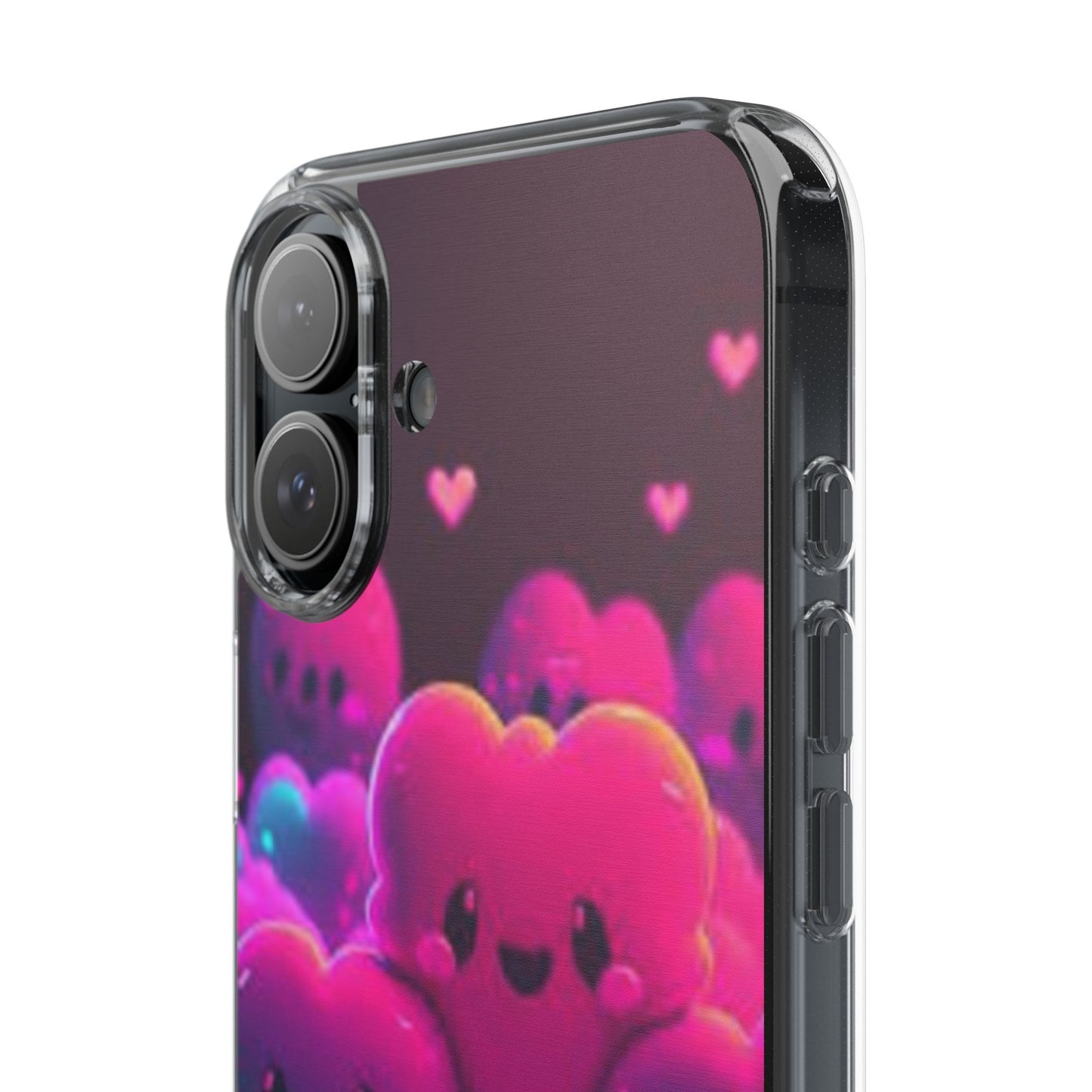 Cute Heart Design Clear Phone Case - Adorable Pink Kawaii Style
