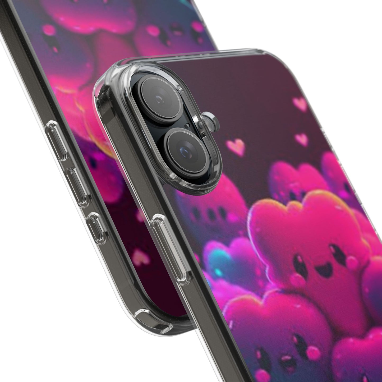 Cute Heart Design Clear Phone Case - Adorable Pink Kawaii Style