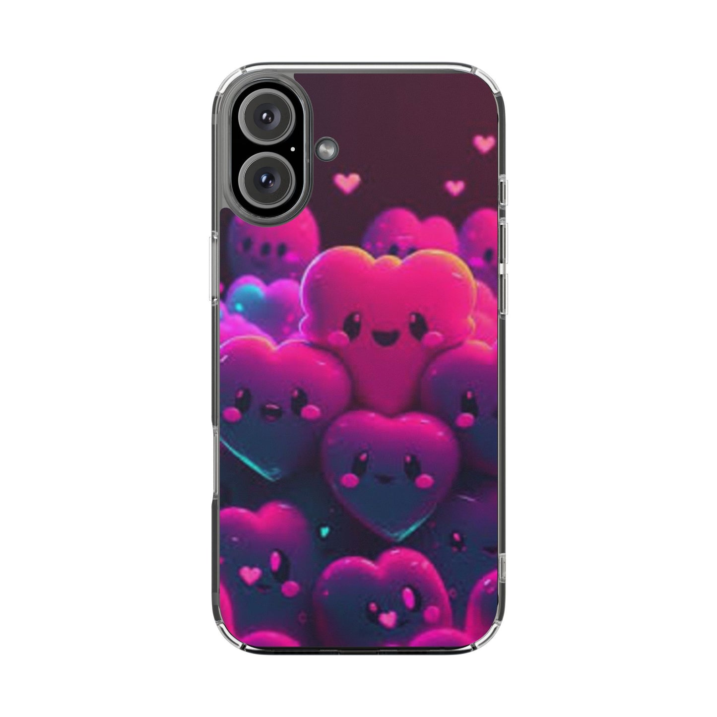 Cute Heart Design Clear Phone Case - Adorable Pink Kawaii Style