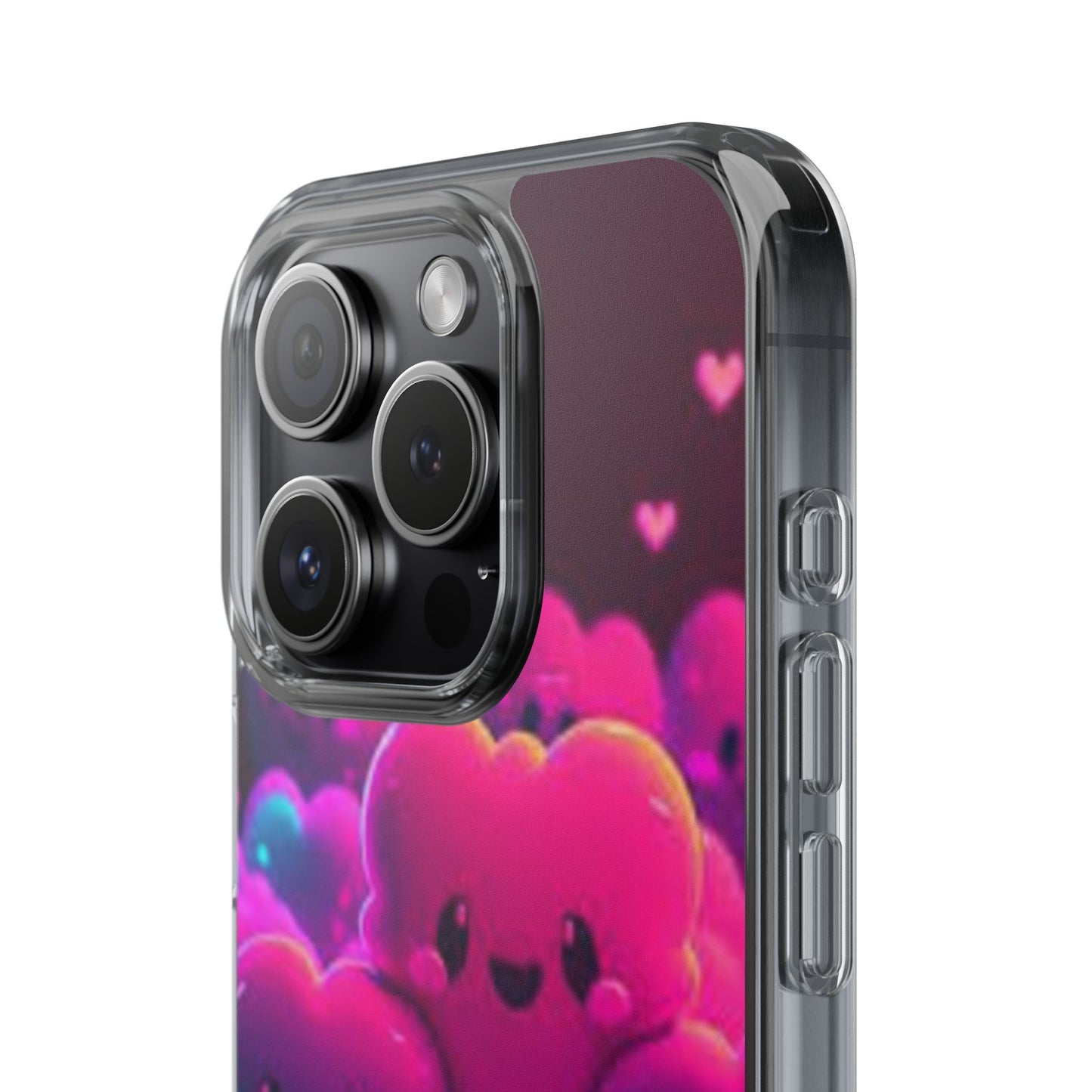 Cute Heart Design Clear Phone Case - Adorable Pink Kawaii Style