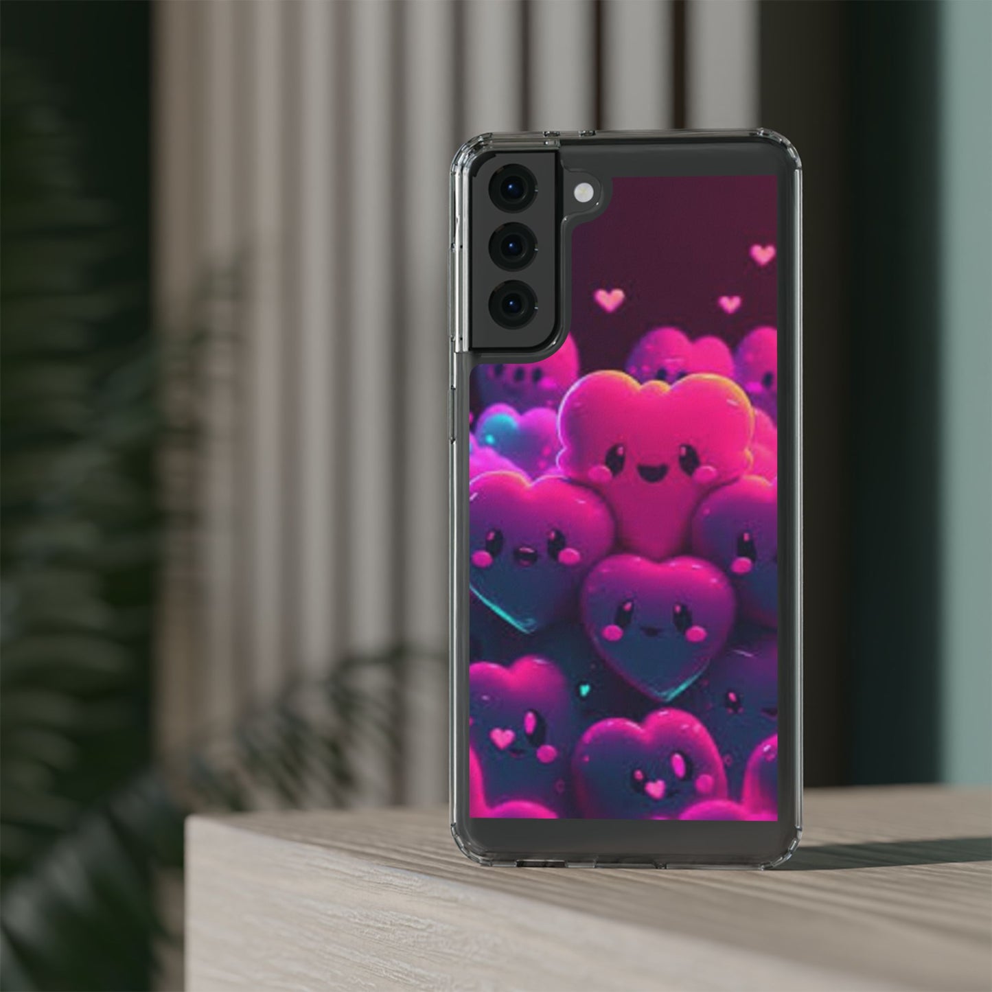 Cute Heart Design Clear Phone Case - Adorable Pink Kawaii Style