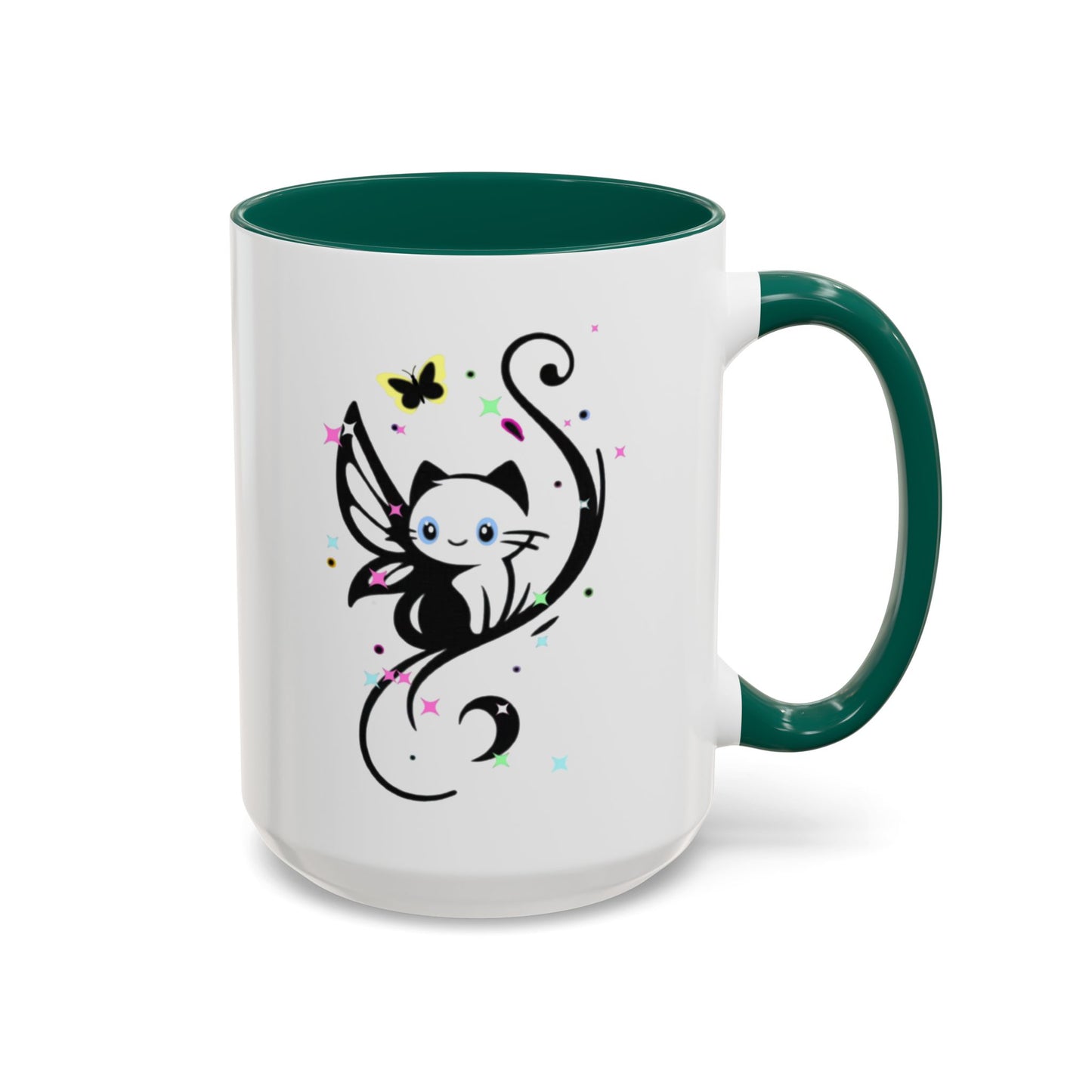 Magical Cat Fairy Mug - Colorful 11oz & 15oz Coffee Cup for Cat Lovers