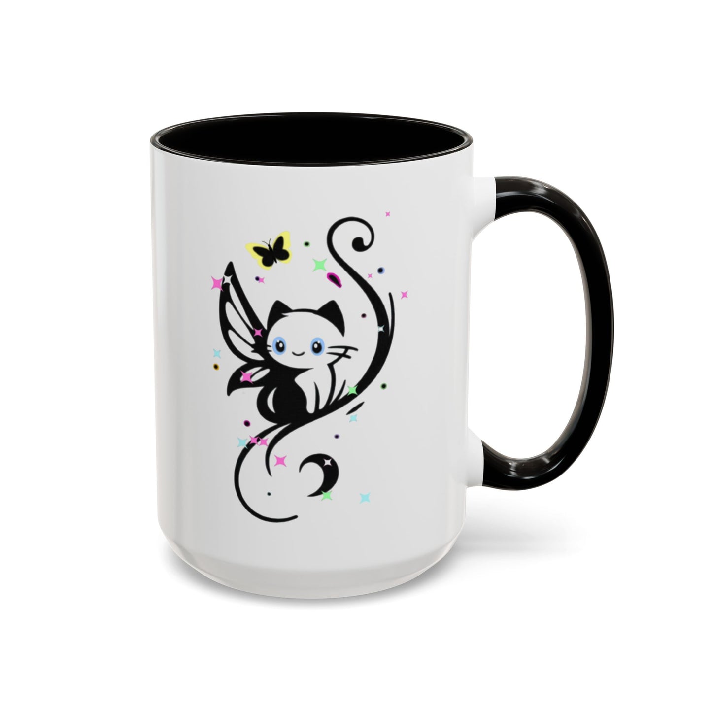 Magical Cat Fairy Mug - Colorful 11oz & 15oz Coffee Cup for Cat Lovers