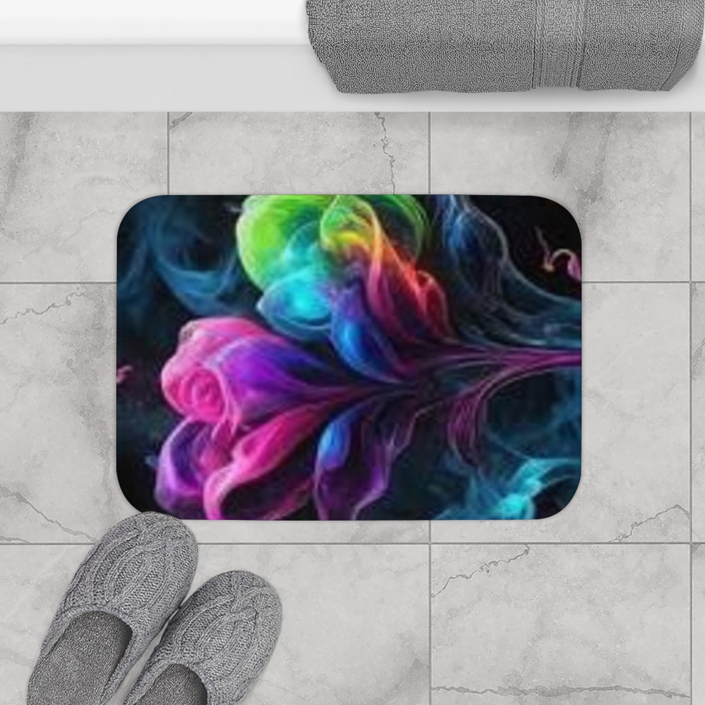 Vibrant Floral Bath Mat – Colorful Rose Design for Modern Bathrooms