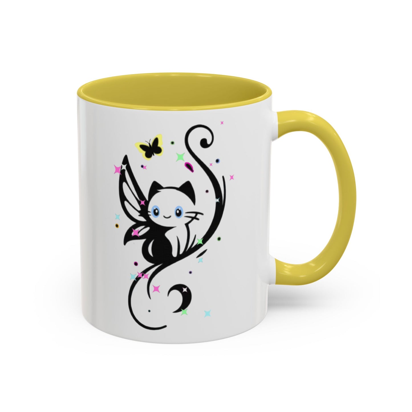 Magical Cat Fairy Mug - Colorful 11oz & 15oz Coffee Cup for Cat Lovers