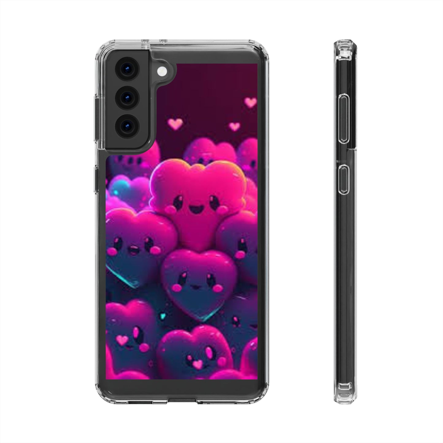 Cute Heart Design Clear Phone Case - Adorable Pink Kawaii Style