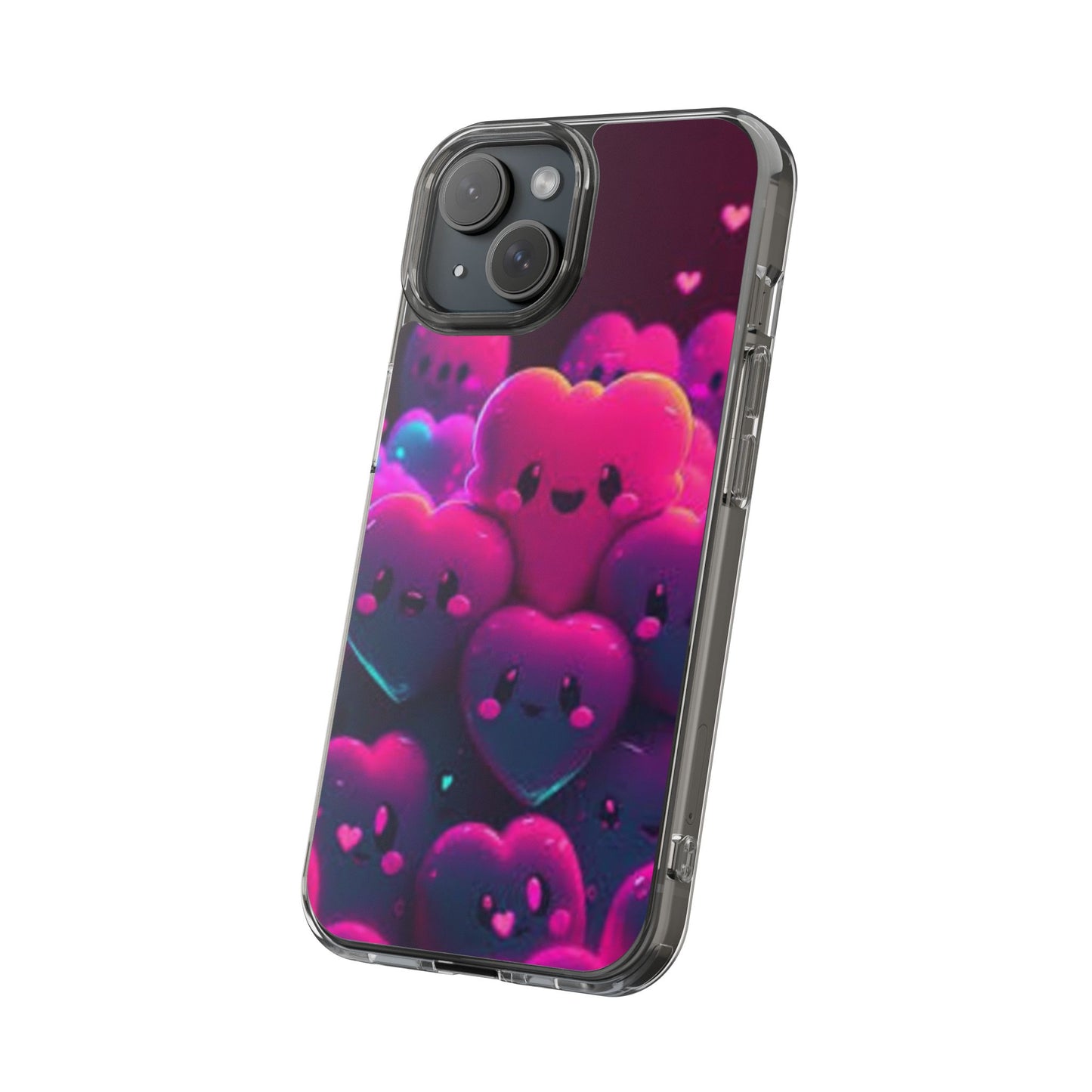 Cute Heart Design Clear Phone Case - Adorable Pink Kawaii Style