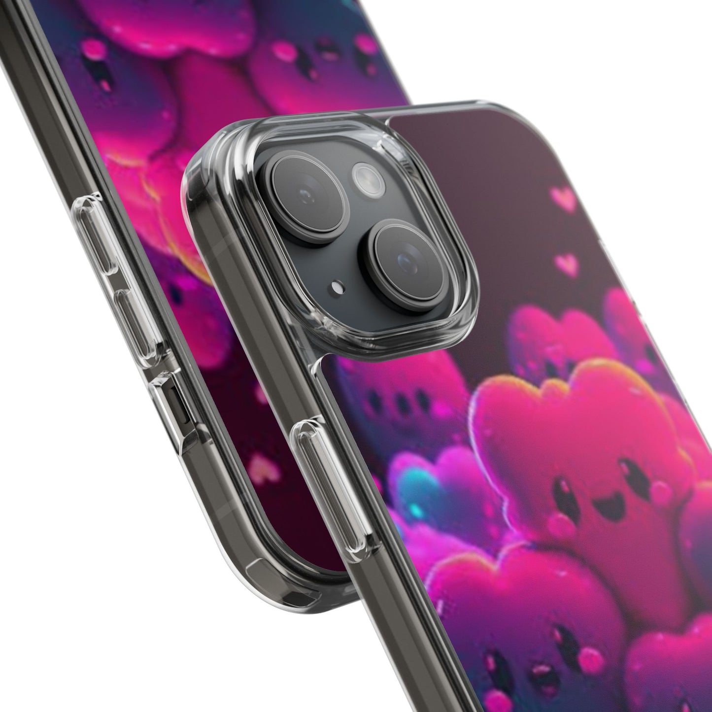 Cute Heart Design Clear Phone Case - Adorable Pink Kawaii Style