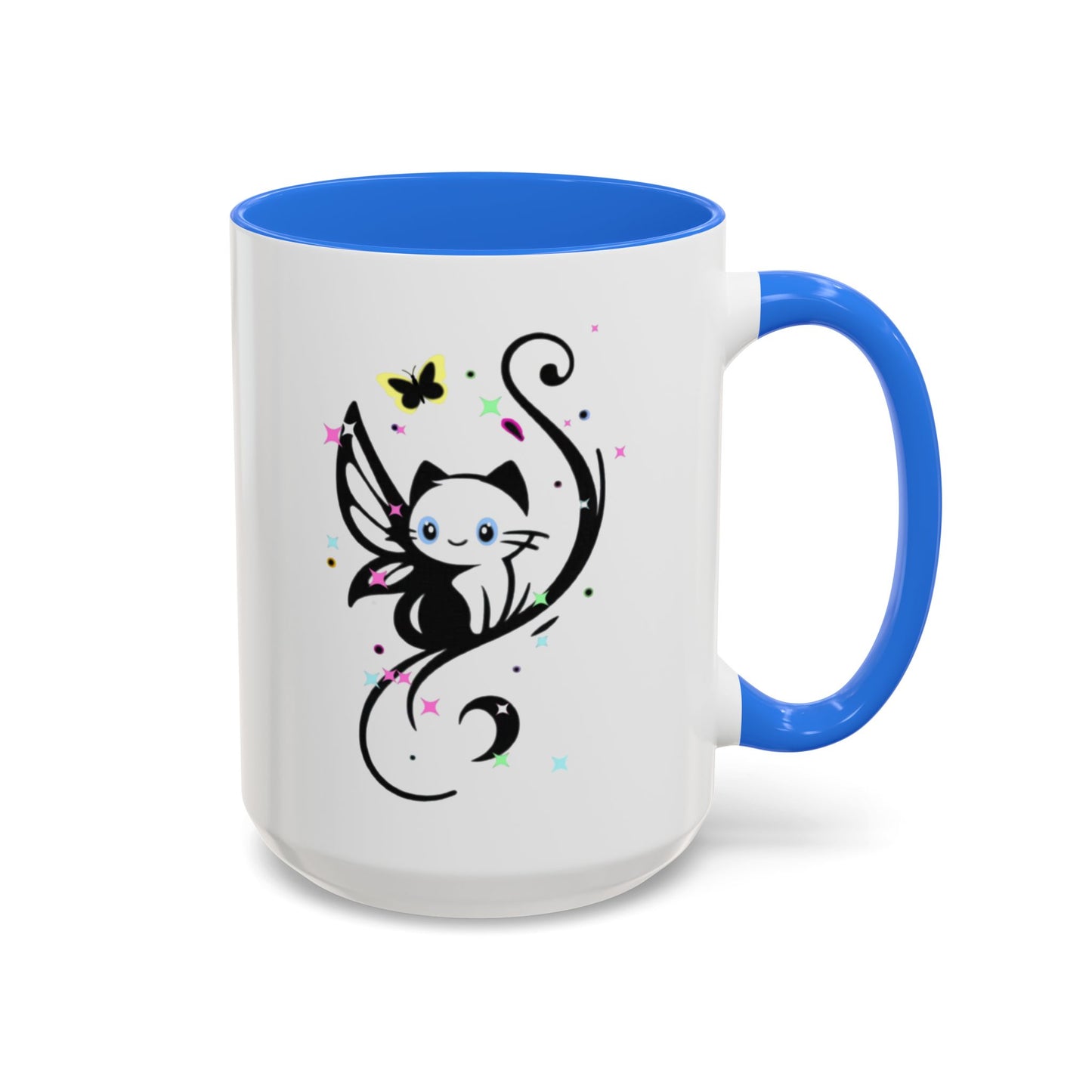 Magical Cat Fairy Mug - Colorful 11oz & 15oz Coffee Cup for Cat Lovers