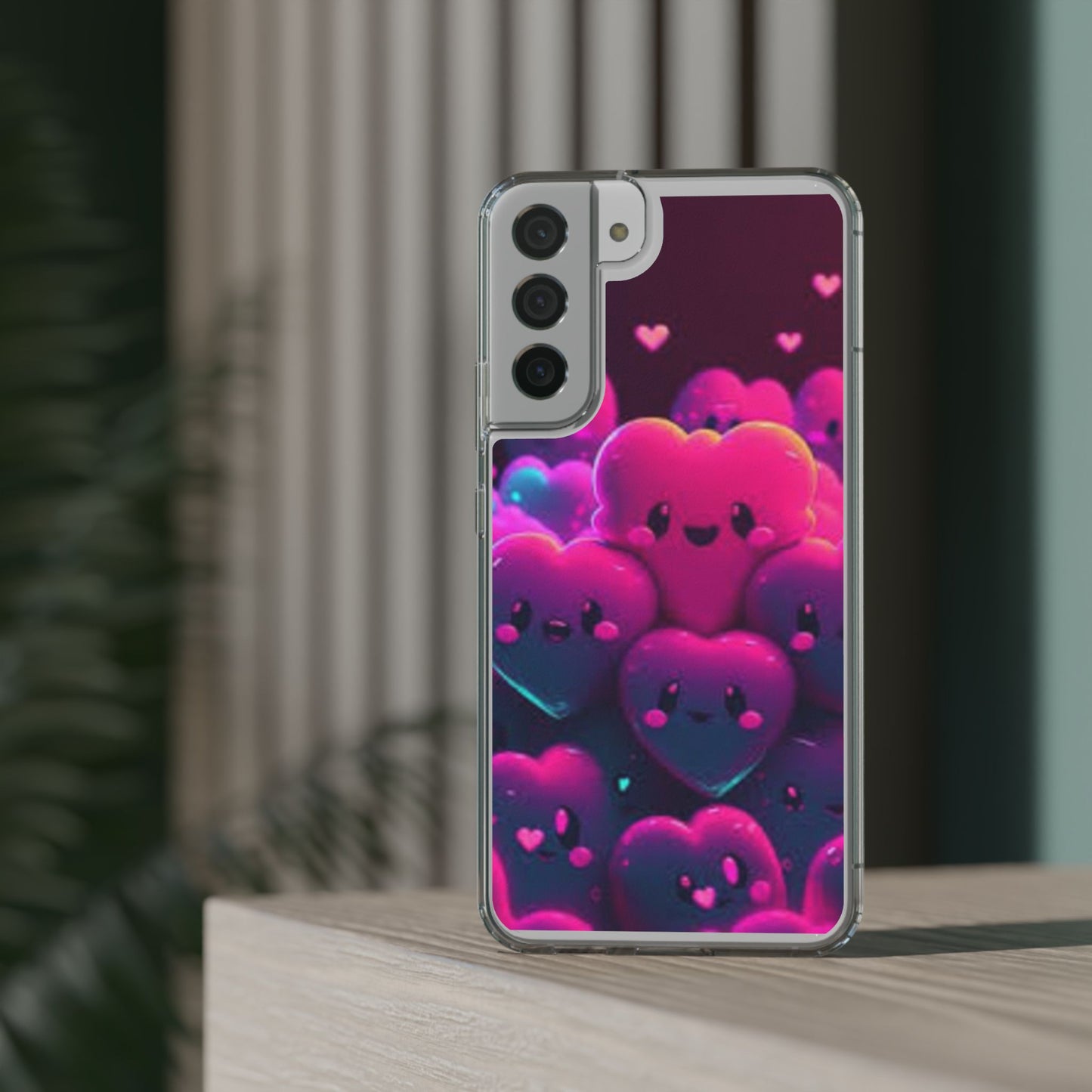 Cute Heart Design Clear Phone Case - Adorable Pink Kawaii Style