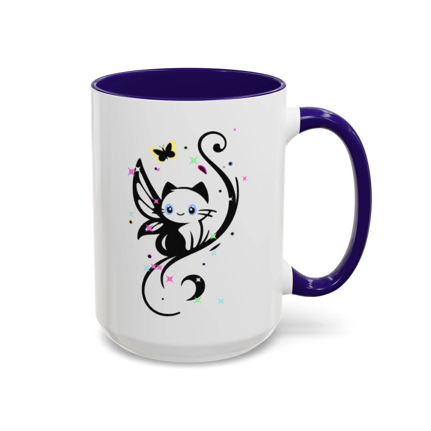 Magical Cat Fairy Mug - Colorful 11oz & 15oz Coffee Cup for Cat Lovers