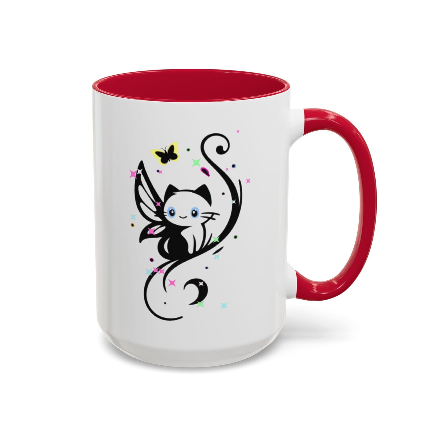 Magical Cat Fairy Mug - Colorful 11oz & 15oz Coffee Cup for Cat Lovers