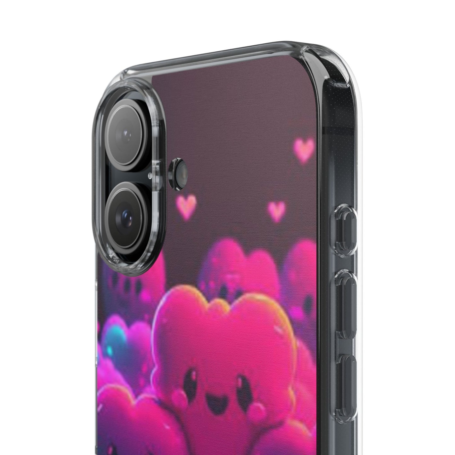 Cute Heart Design Clear Phone Case - Adorable Pink Kawaii Style