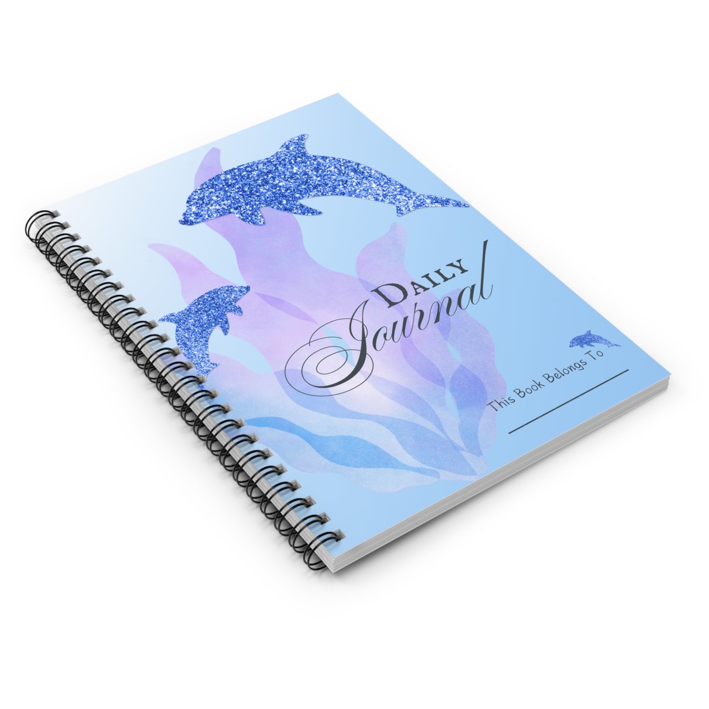 Sparkling Dolphin Daily Journal - Ruled Spiral Notebook for Dreamers