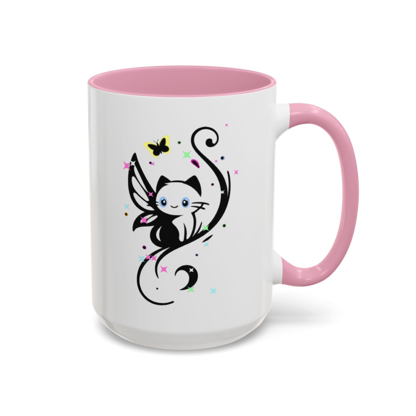 Magical Cat Fairy Mug - Colorful 11oz & 15oz Coffee Cup for Cat Lovers