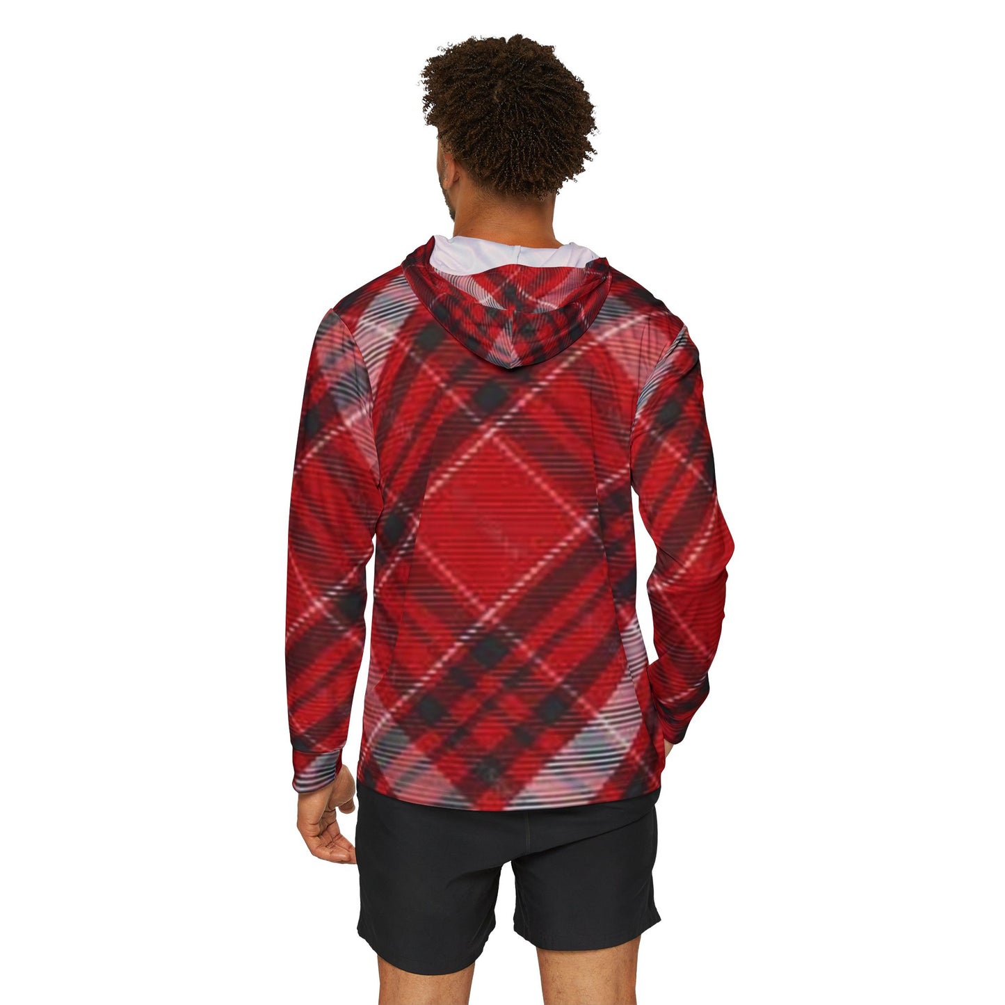 Plaid Men's Sports Warmup Hoodie - Cozy Red Fashion for Active Lifestyles