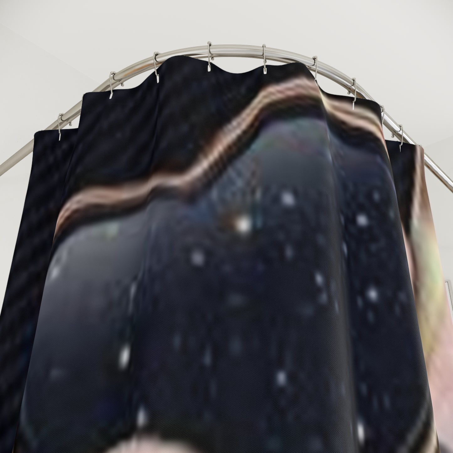 Cosmic Hearts Shower Curtain - Romantic Bathroom Decor for Lovebirds