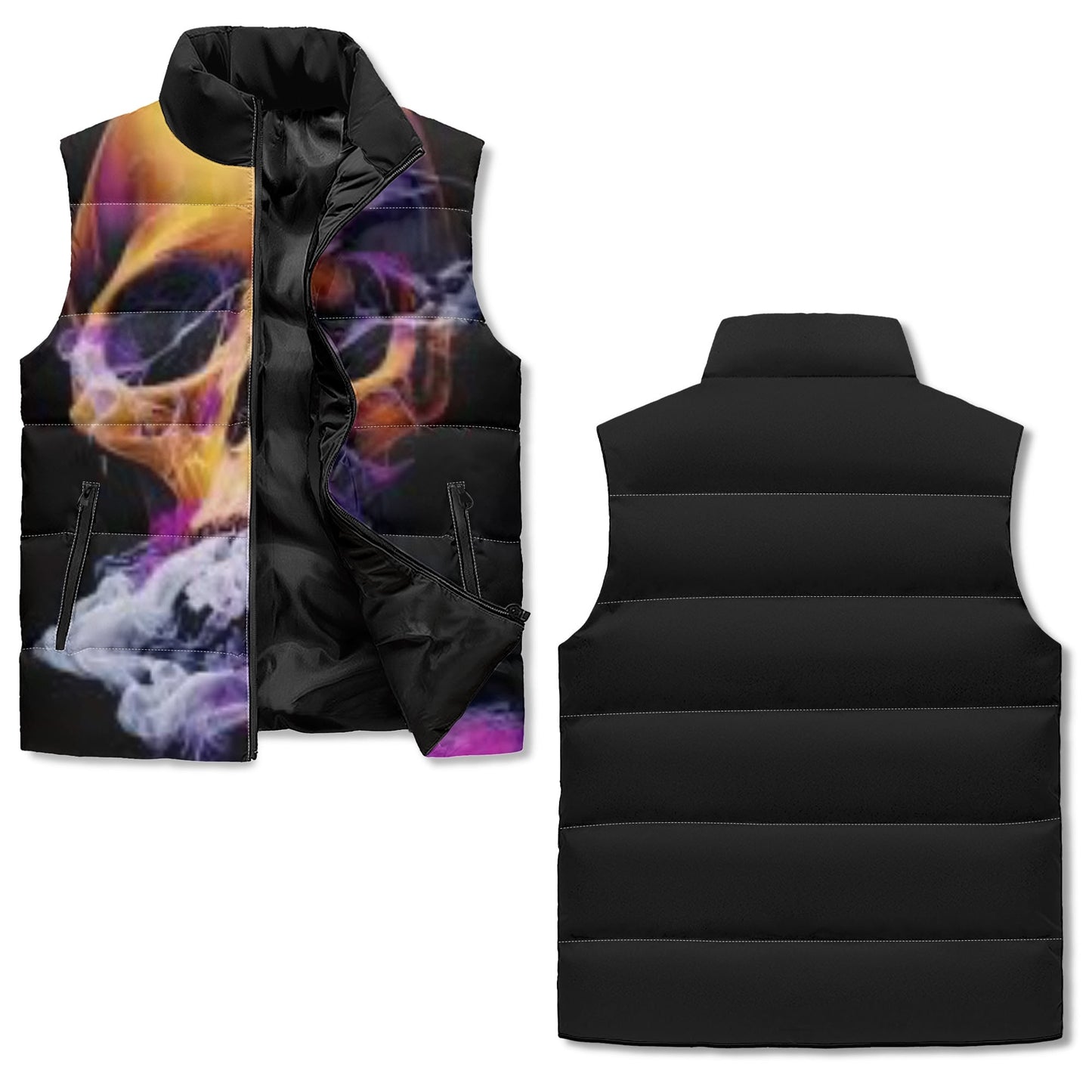 Unisex Lightweight All Over Printing Stand Collar Zip Up Puffer Vest