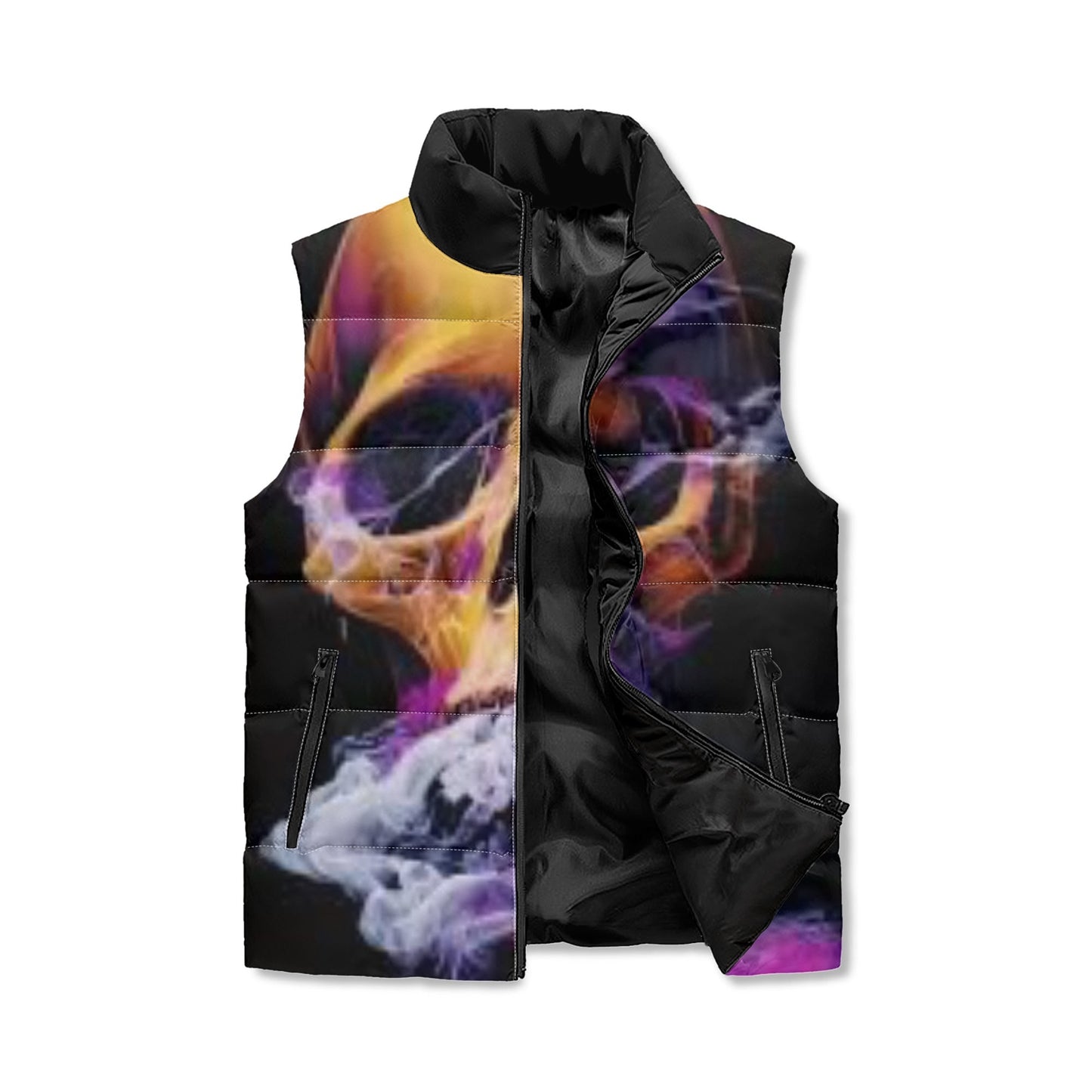 Unisex Lightweight All Over Printing Stand Collar Zip Up Puffer Vest