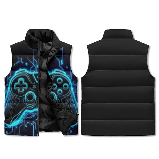 Unisex Lightweight All Over Printing Stand Collar Zip Up Puffer Vest