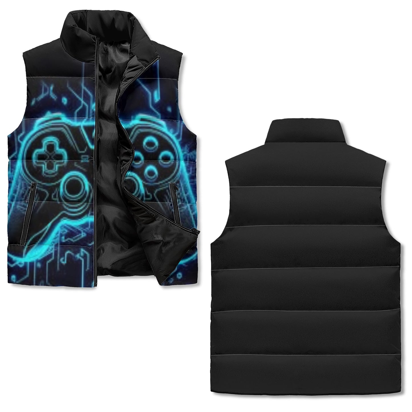 Unisex Lightweight All Over Printing Stand Collar Zip Up Puffer Vest