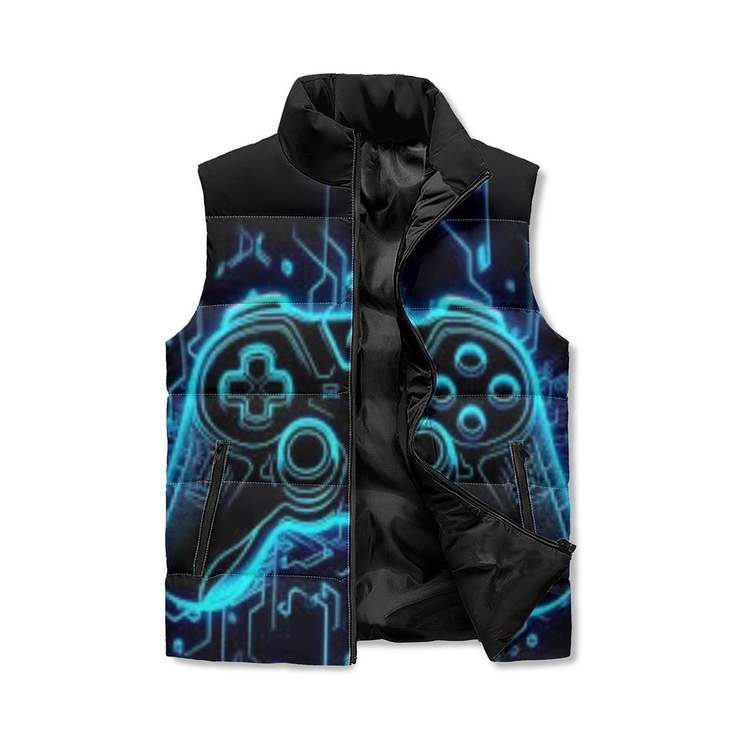 Unisex Lightweight All Over Printing Stand Collar Zip Up Puffer Vest