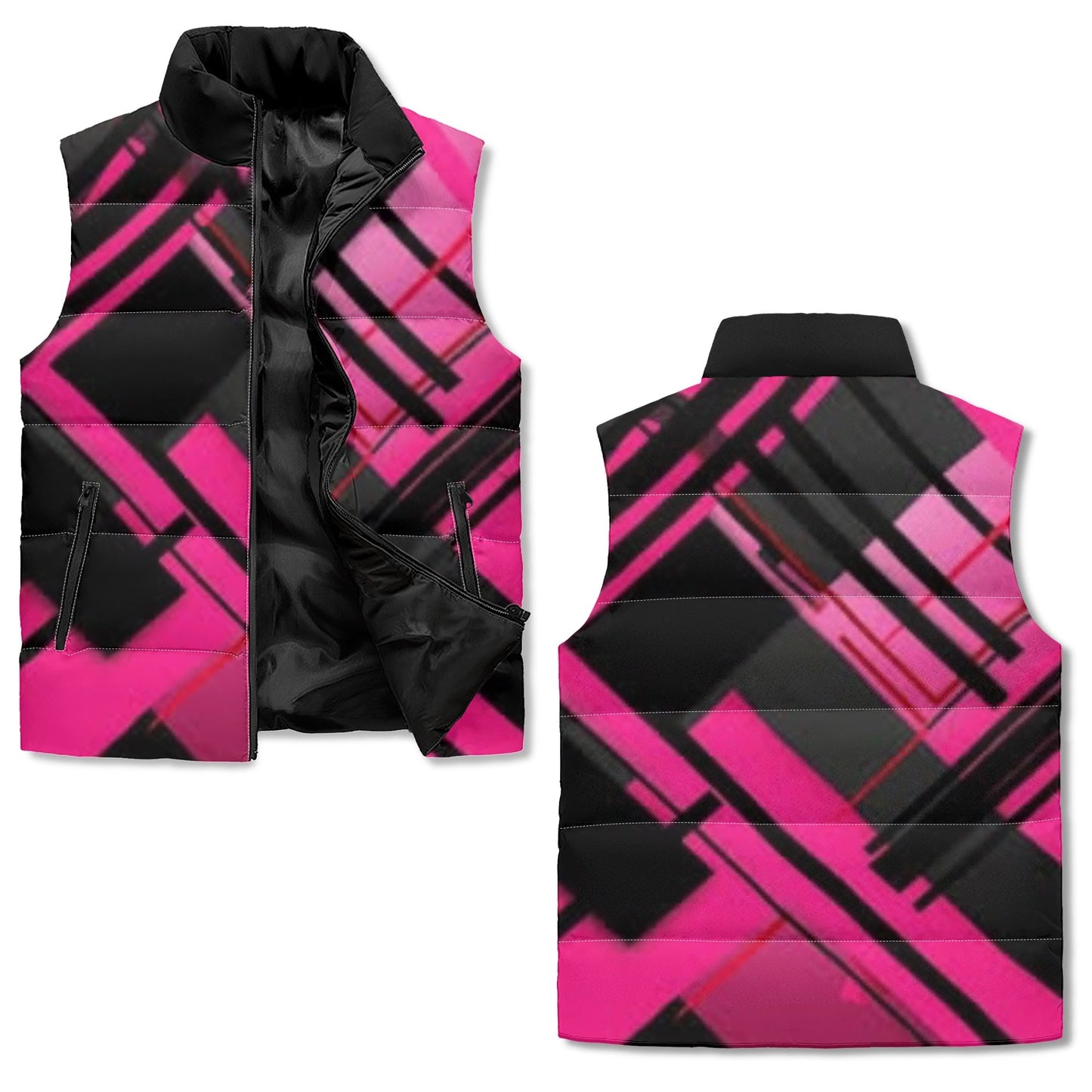 Unisex Lightweight All Over Printing Stand Collar Zip Up Puffer Vest