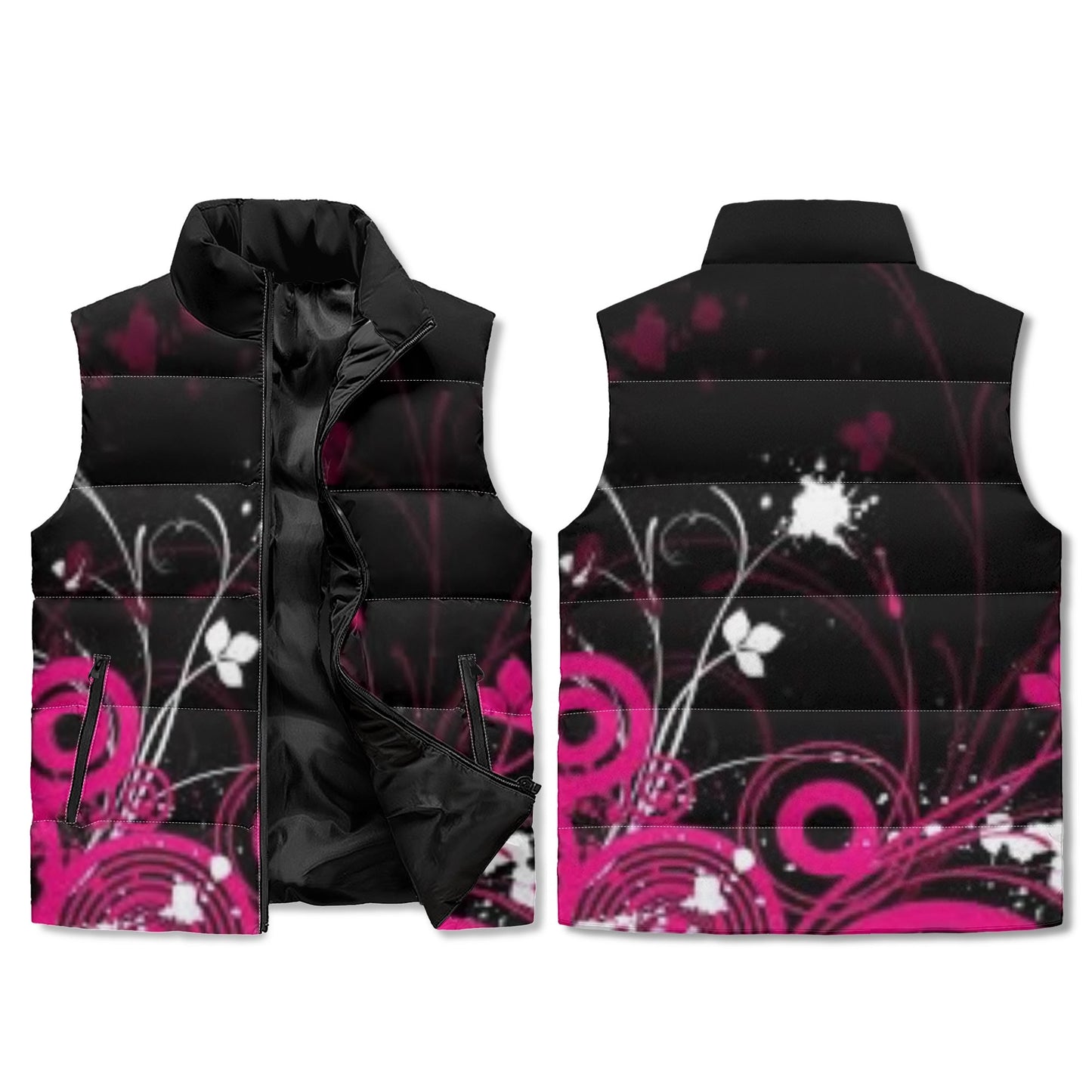 Unisex Lightweight All Over Printing Stand Collar Zip Up Puffer Vest