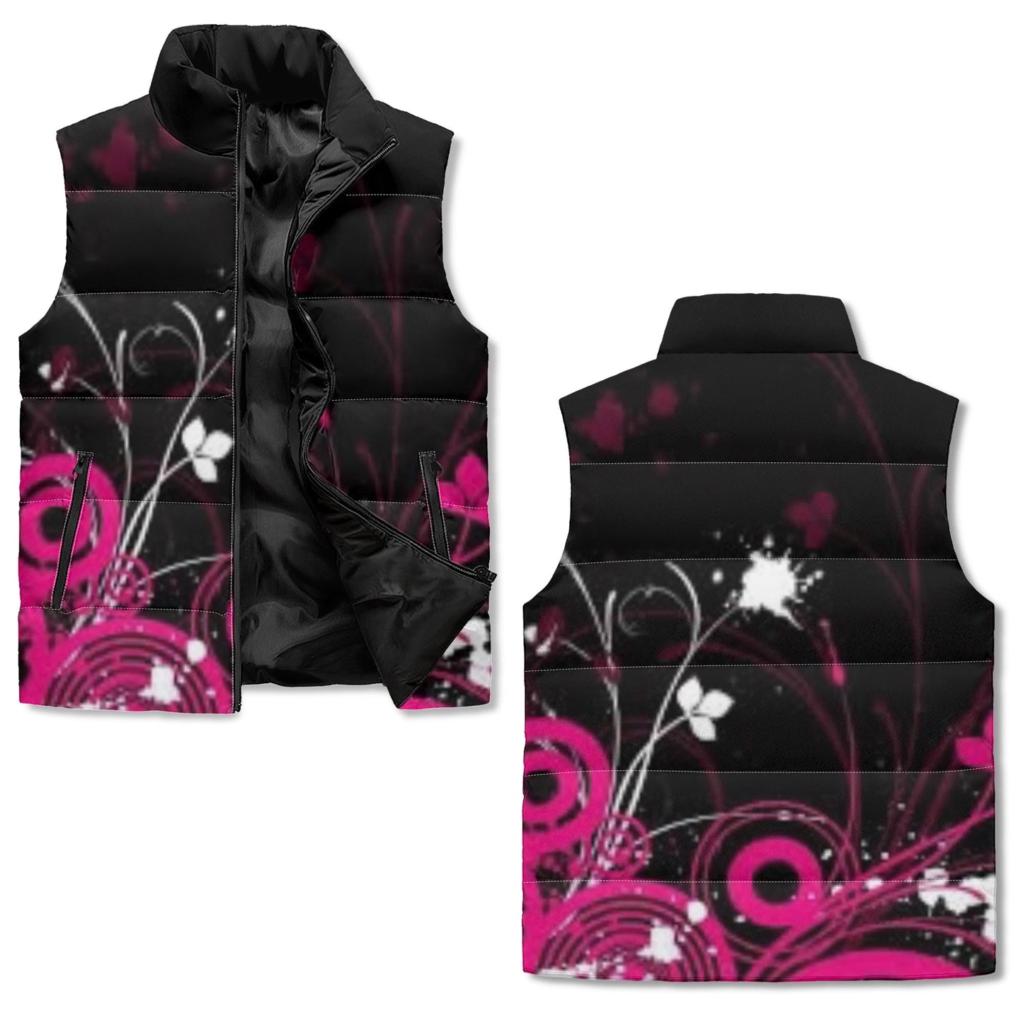 Unisex Lightweight All Over Printing Stand Collar Zip Up Puffer Vest