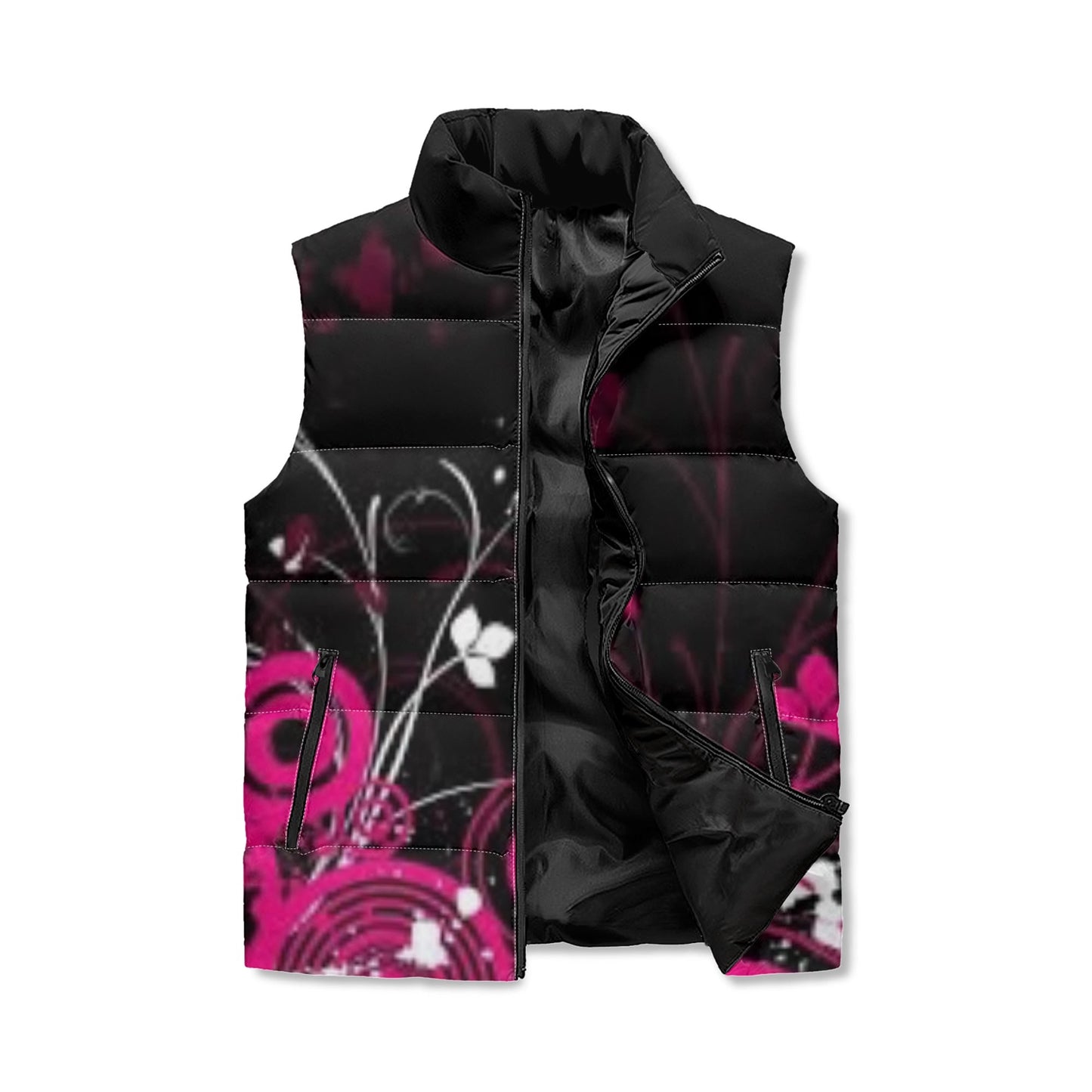 Unisex Lightweight All Over Printing Stand Collar Zip Up Puffer Vest