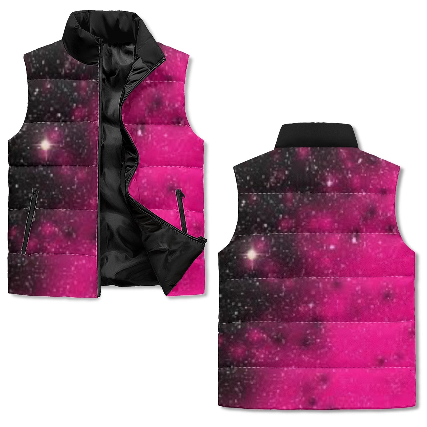 Unisex Lightweight All Over Printing Stand Collar Zip Up Puffer Vest