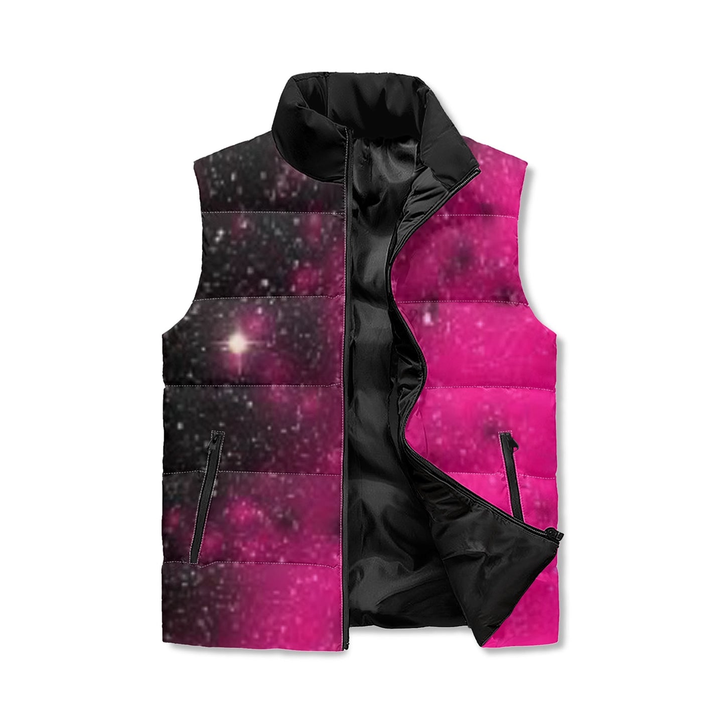 Unisex Lightweight All Over Printing Stand Collar Zip Up Puffer Vest