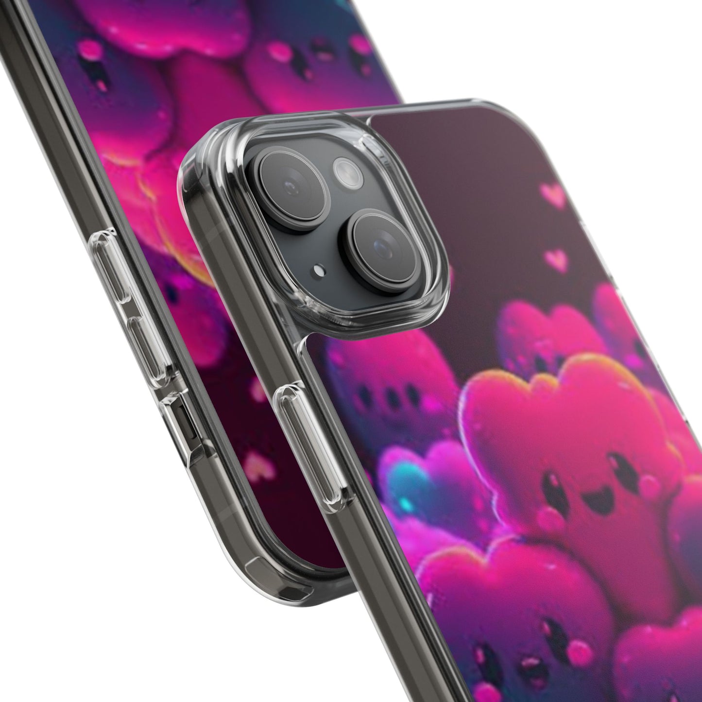 Cute Heart Design Clear Phone Case - Adorable Pink Kawaii Style