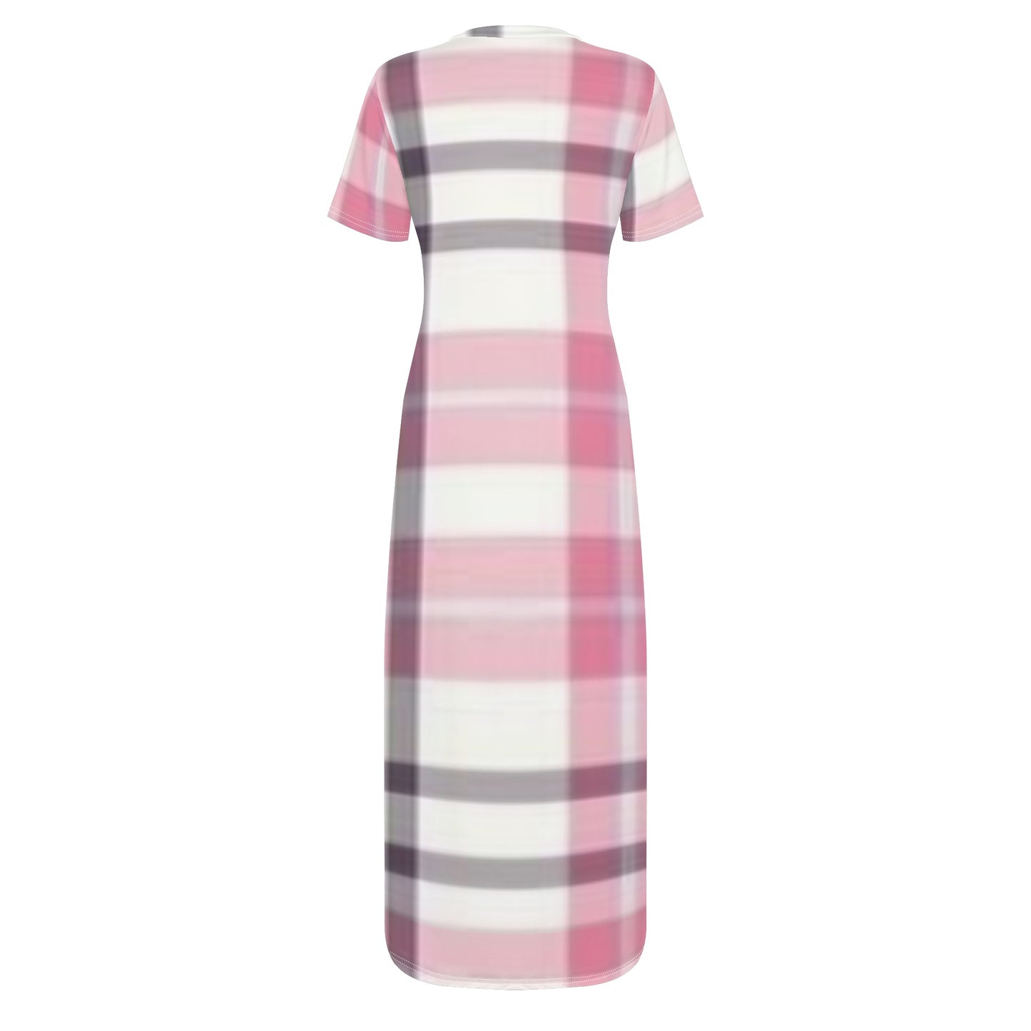 Womens Short Sleeve Dress Casual All Over Print Tshirt Long Dresses