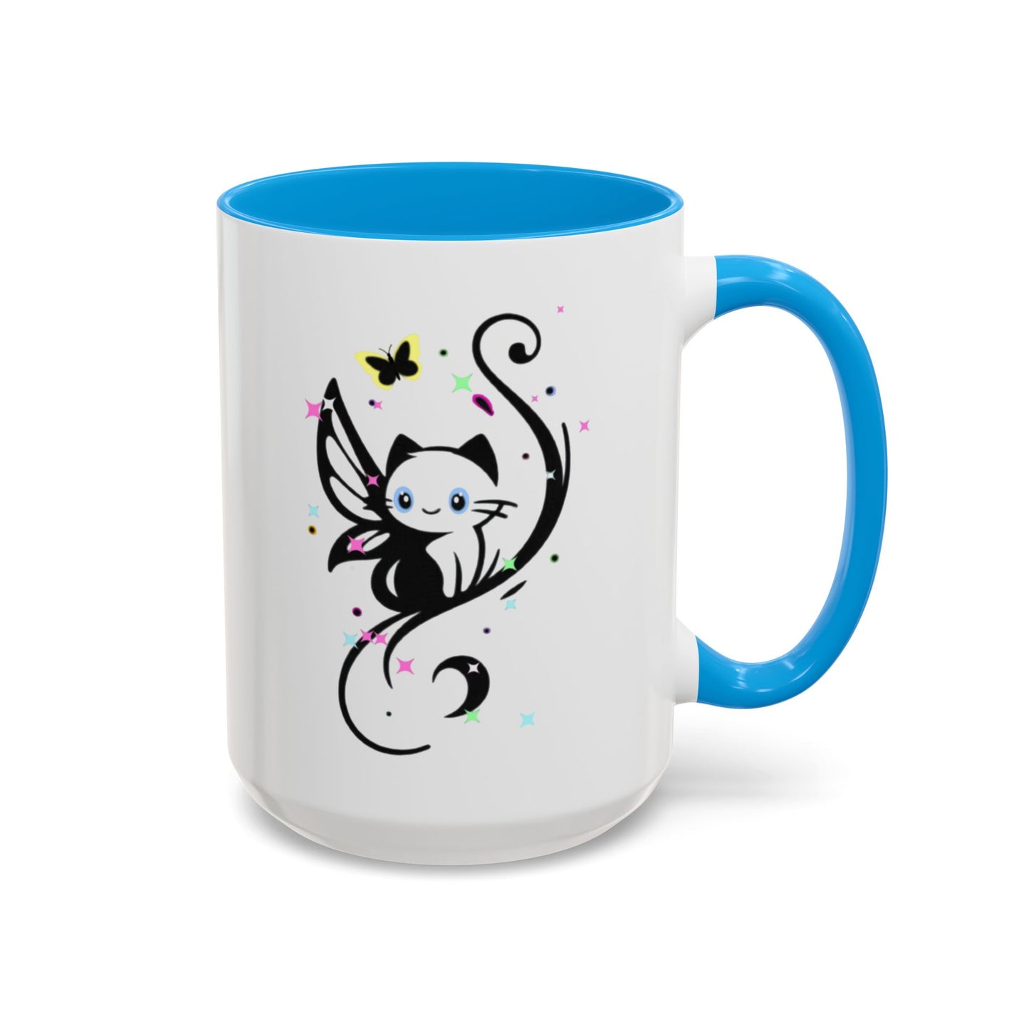 Magical Cat Fairy Mug - Colorful 11oz & 15oz Coffee Cup for Cat Lovers