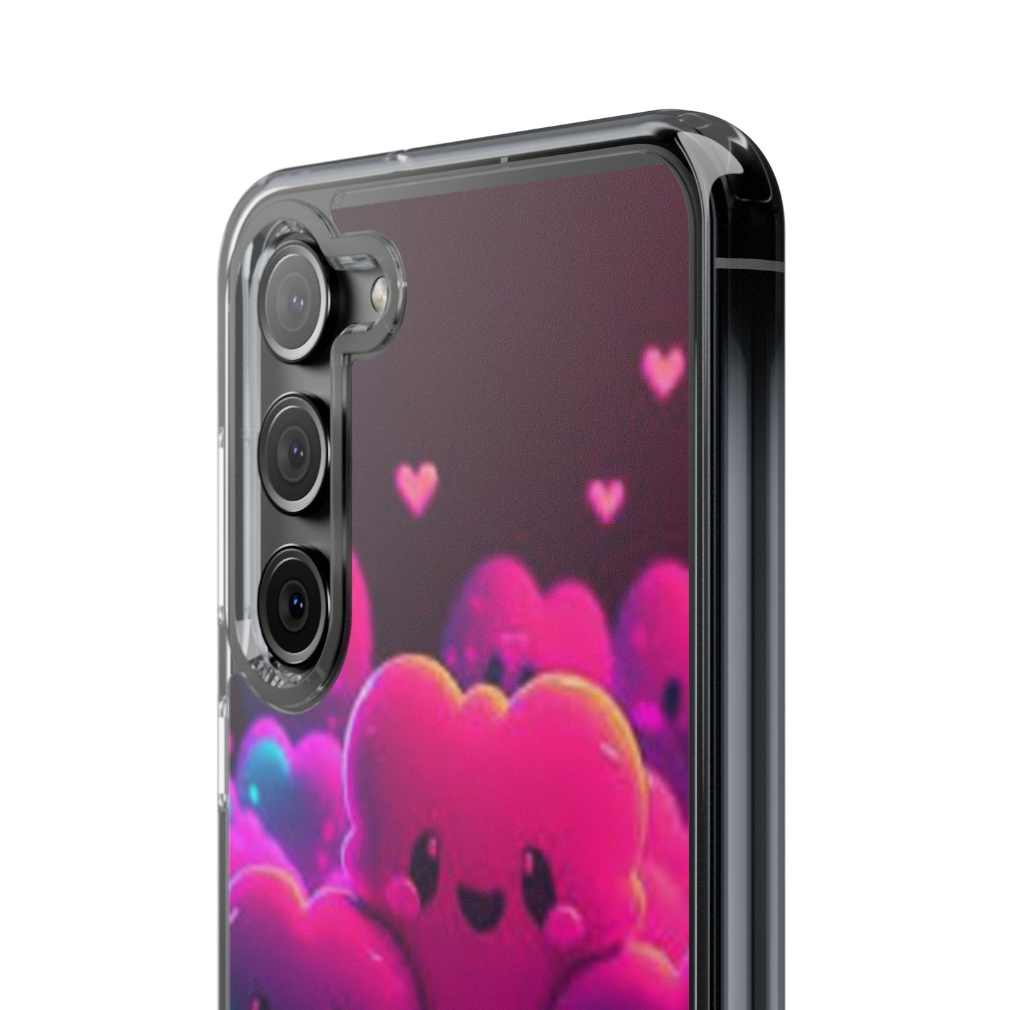 Cute Heart Design Clear Phone Case - Adorable Pink Kawaii Style