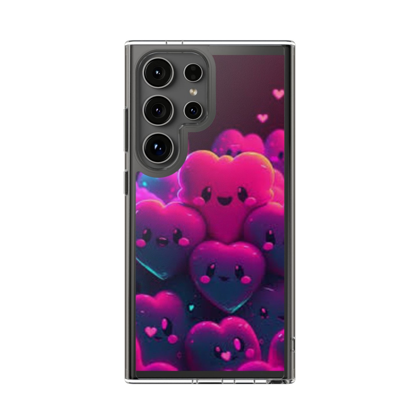 Cute Heart Design Clear Phone Case - Adorable Pink Kawaii Style