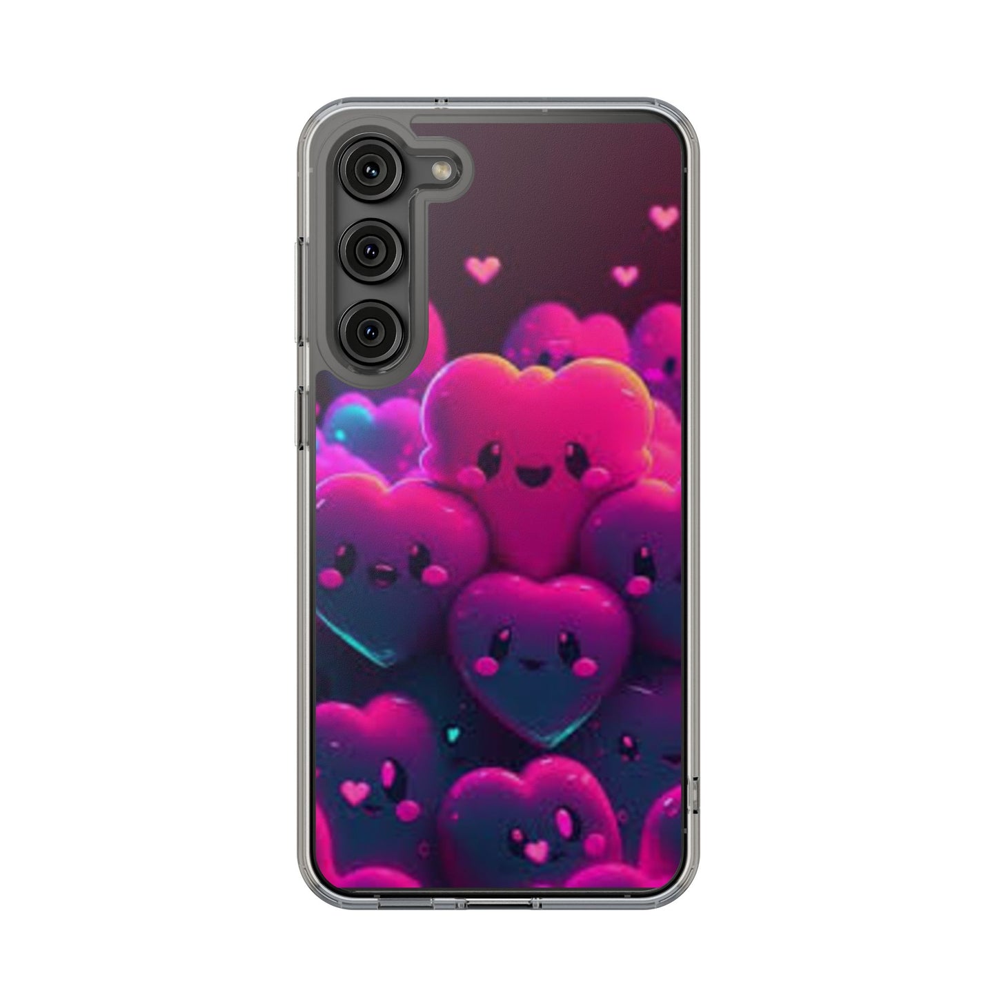 Cute Heart Design Clear Phone Case - Adorable Pink Kawaii Style