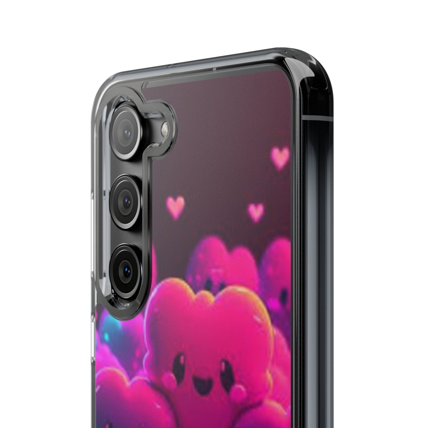 Cute Heart Design Clear Phone Case - Adorable Pink Kawaii Style