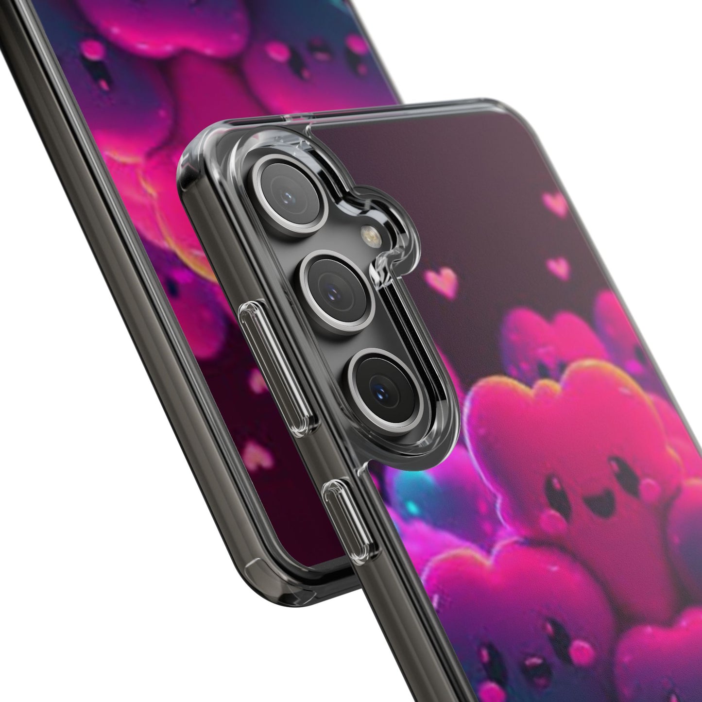 Cute Heart Design Clear Phone Case - Adorable Pink Kawaii Style