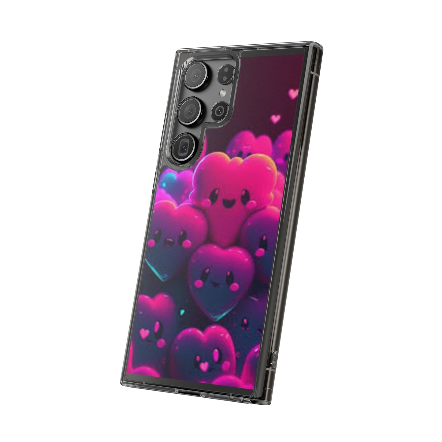 Cute Heart Design Clear Phone Case - Adorable Pink Kawaii Style